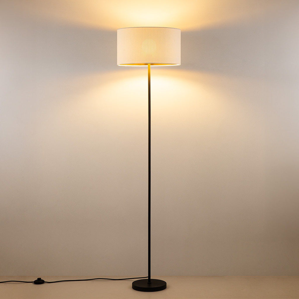 Home Sweet Home Cylindrische Corduroy Vloerlamp - Wit - ø40 x 165 cm Home Sweet Home