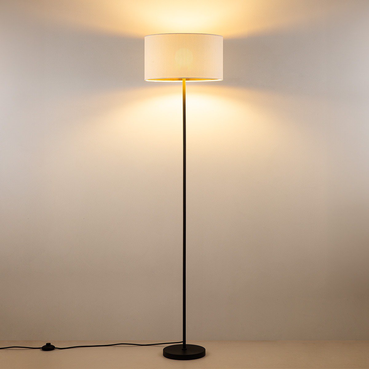 Home Sweet Home Cylindrische Corduroy Vloerlamp - Wit - ø40 x 165 cm Home Sweet Home