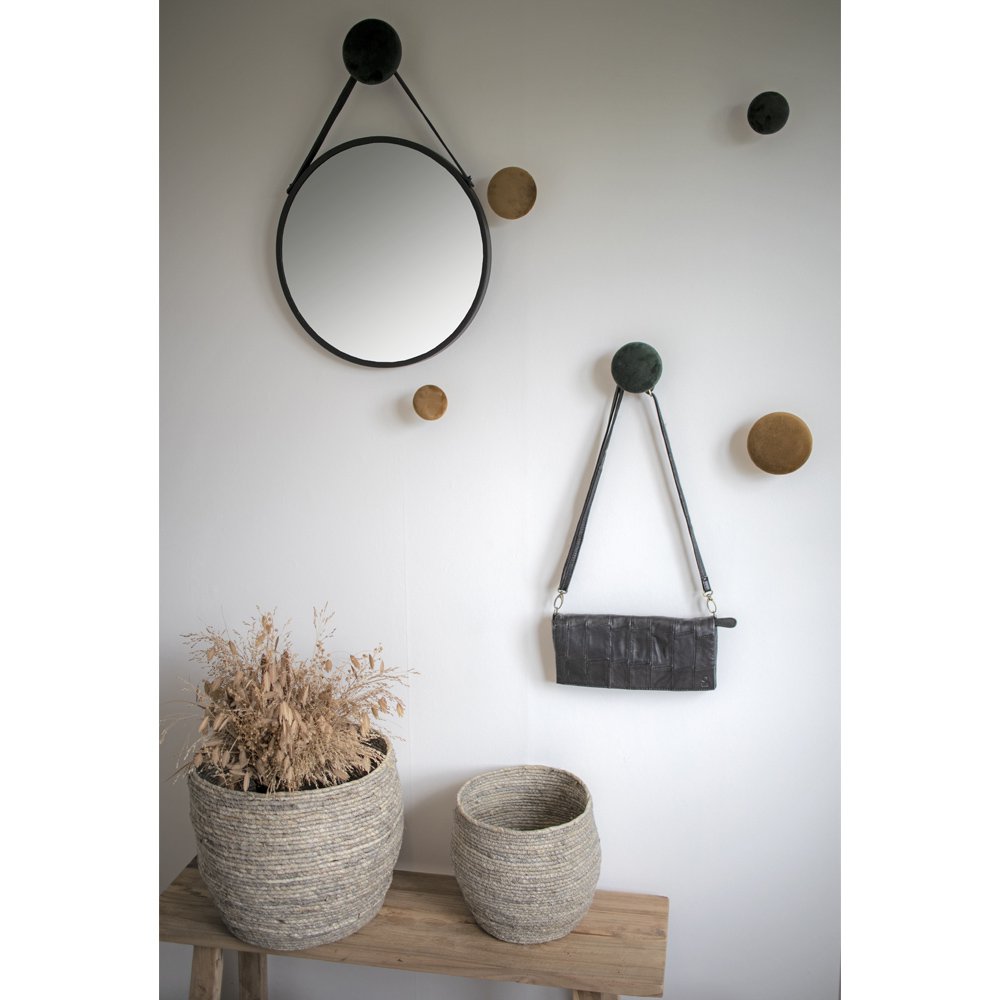 Trapani Spiegel - Zwart, Staal, Kunstleer, Ø38cm House Nordic ApS