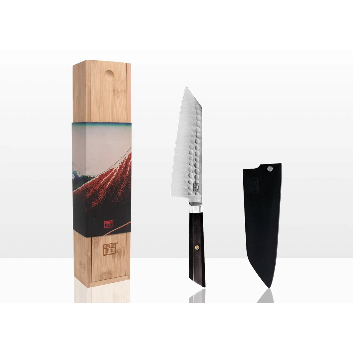 Mes - Bunka Santoku met bamboe Saya en bamboedoos - 170 mm lemmet KOTAI kitchen