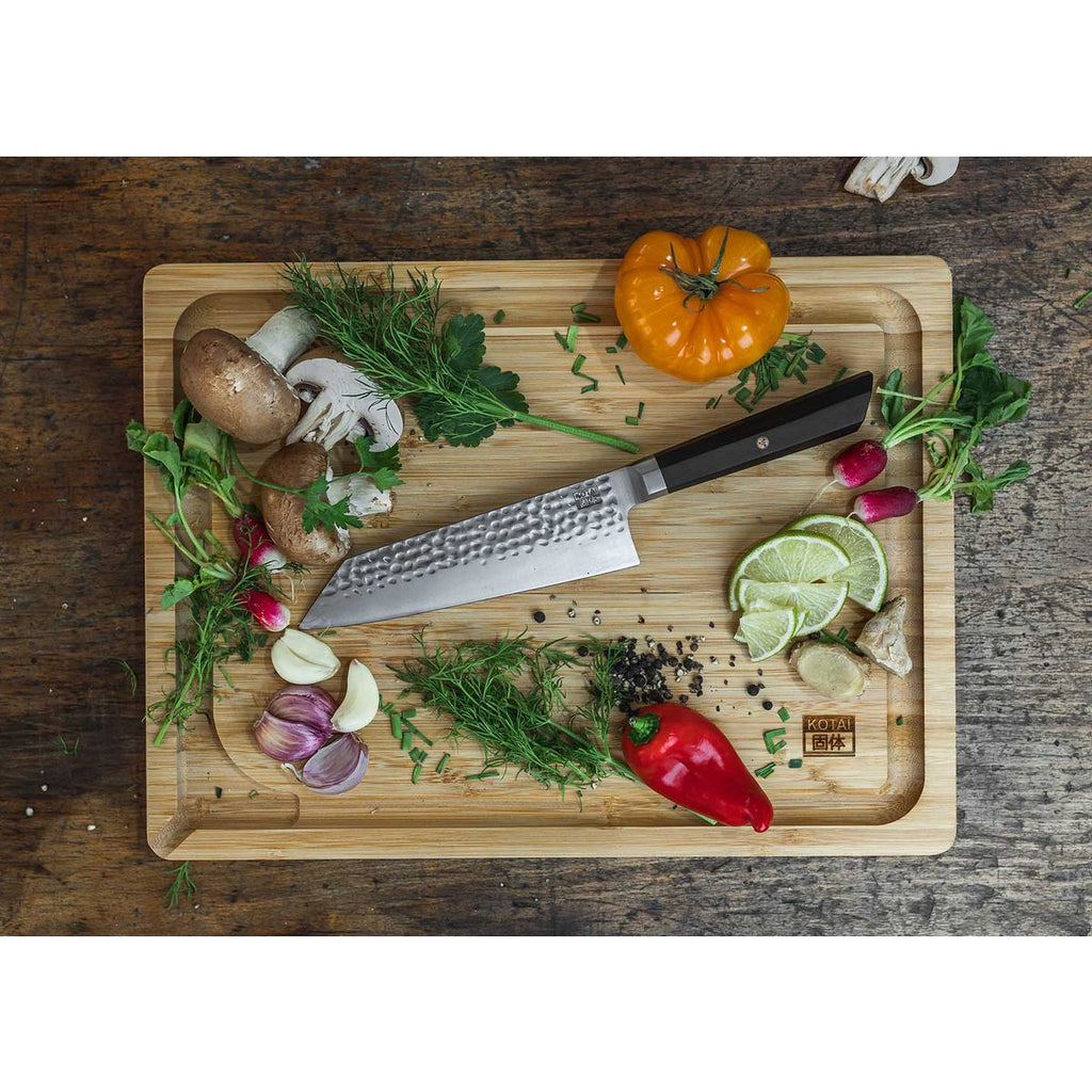 Messen en Keuken Accessoires Set - Bunka Starter Set Deluxe: 2 messen (Bunka schilmesje + Bunka Santoku) + bamboe snijplank KOTAI kitchen