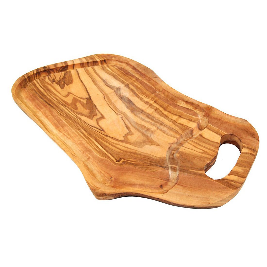 Steakplank 40 - 44 cm met sapgleuf en griplipje Olivenholz erleben