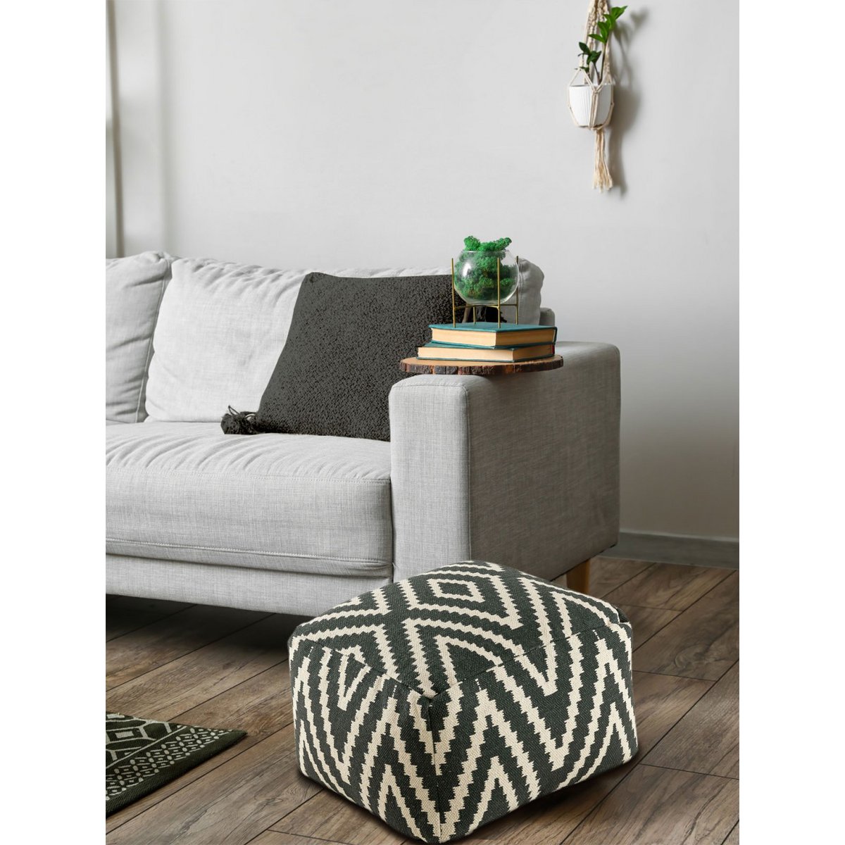Zittend dobbelstenen voetkrukken stoel kruk 50x35x50cm pouf kelim vloerkussen peru zwarte taupe gele turquoise Voglrieder kreatives Wohnen