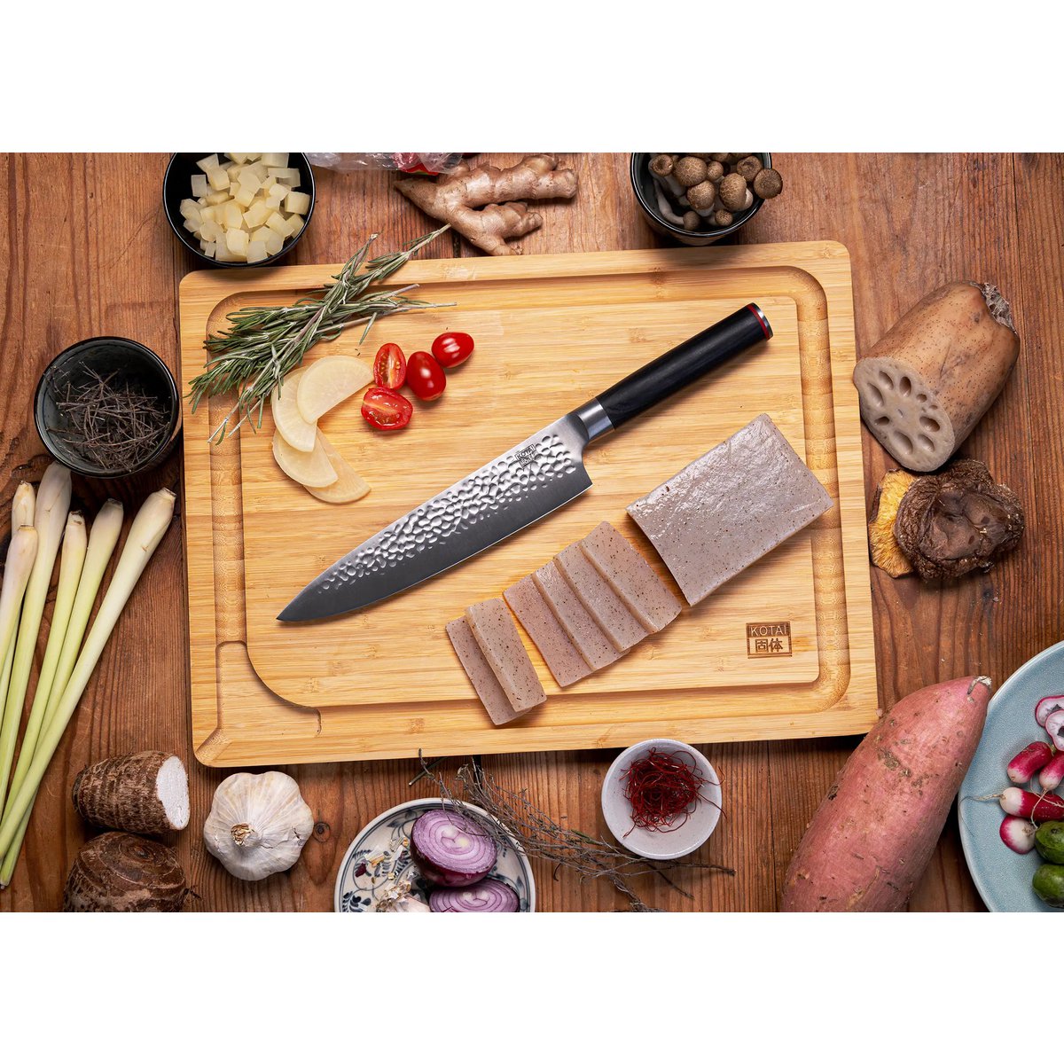 Mes - Gyuto (koksmes) met bamboe Saya en bamboedoos - 200 mm lemmet KOTAI kitchen