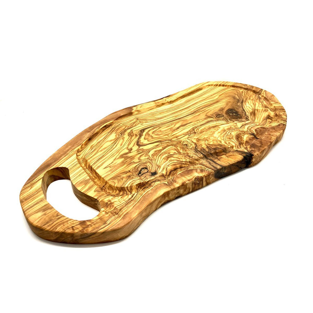 Steakplank 40 - 44 cm met sapgleuf en griplipje Olivenholz erleben