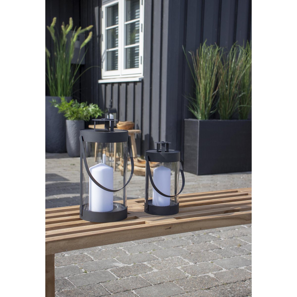 Bondi-lantaarns - Zwart, staal/glas - Set van 2 House Nordic ApS