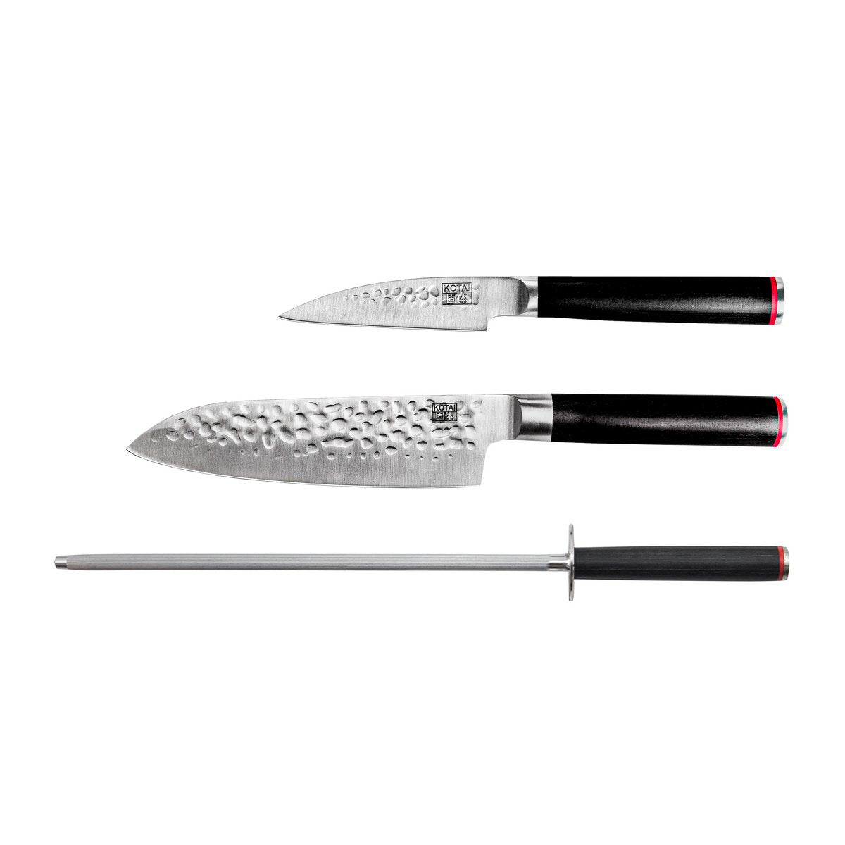 Messen- en keukenaccessoireset - De Starterset Deluxe Edition (A): 2 messen (schilmesje + santoku) + aanzetstaal KOTAI kitchen