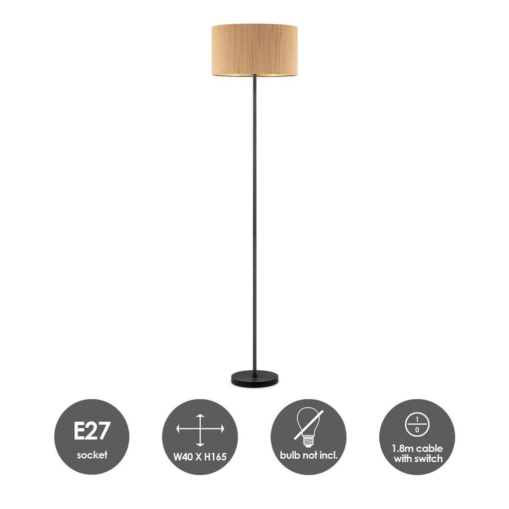 Home Sweet Home Cylindrische Corduroy Vloerlamp - Karamel ø40 x 165cm Home Sweet Home