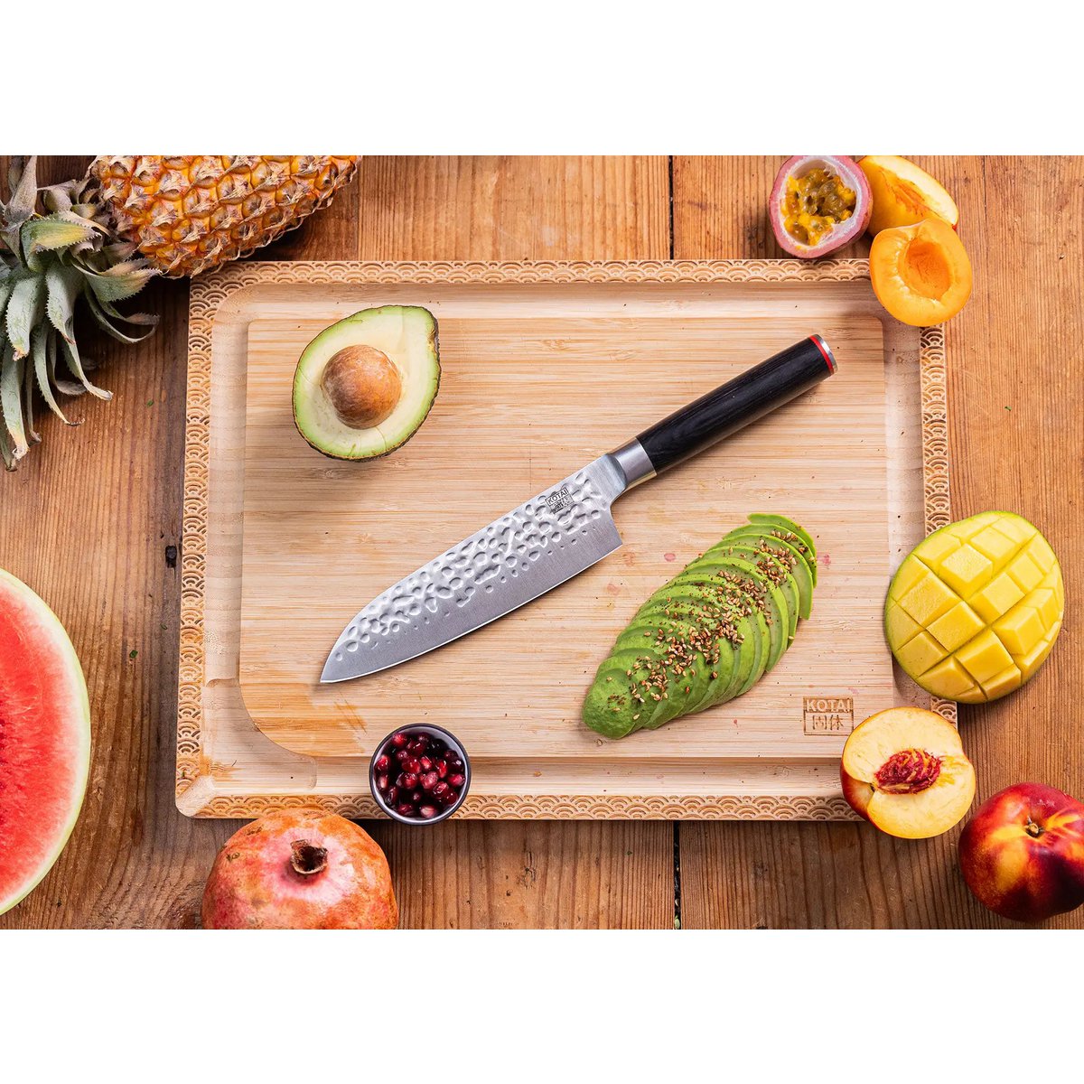 Mes - Santoku met bamboe Saya en bamboedoos - lemmet 180 mm KOTAI kitchen