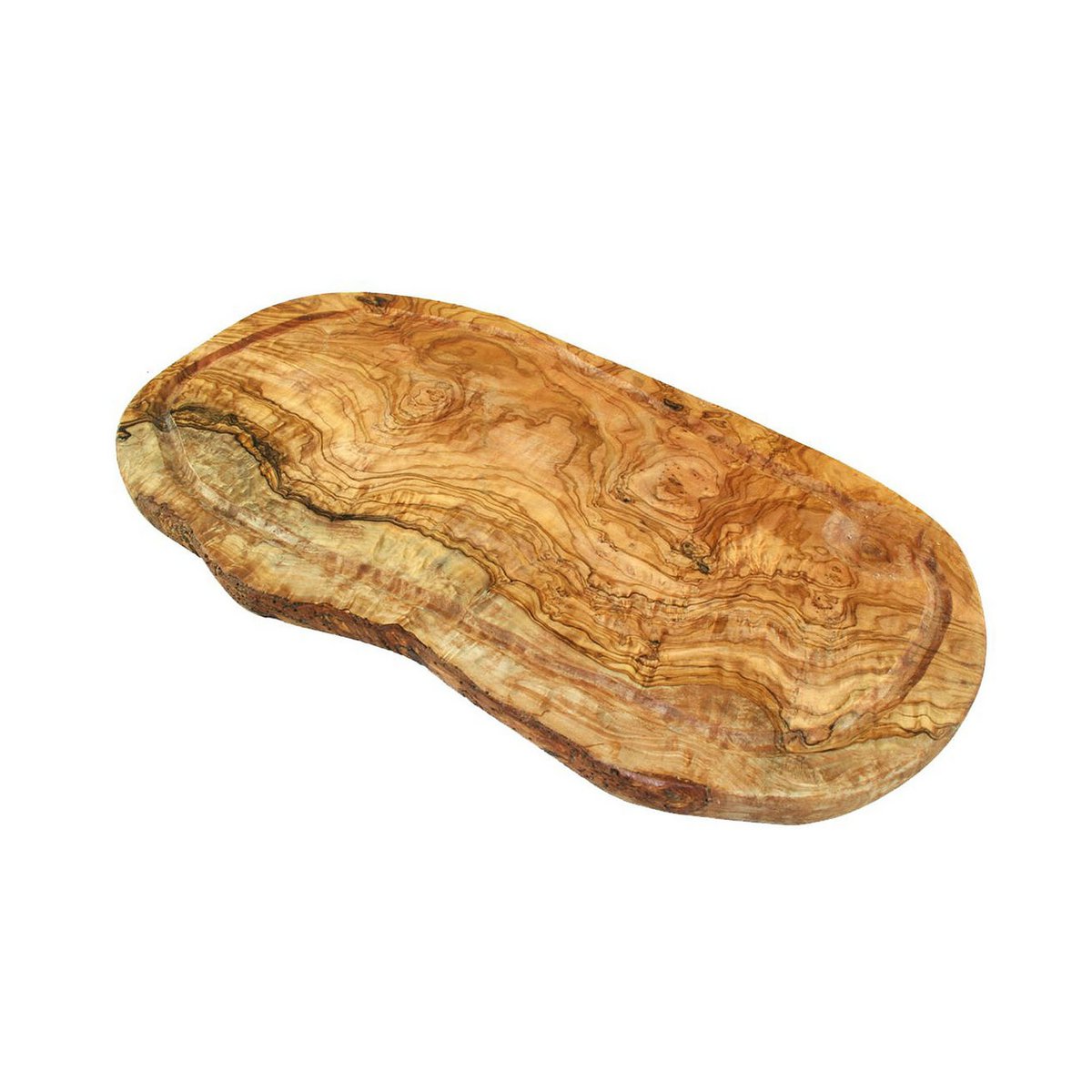 Steakplank RUSTIEK (lengte ca. 45 - 49 cm) met sapgleuf & zonder handvat Olivenholz erleben