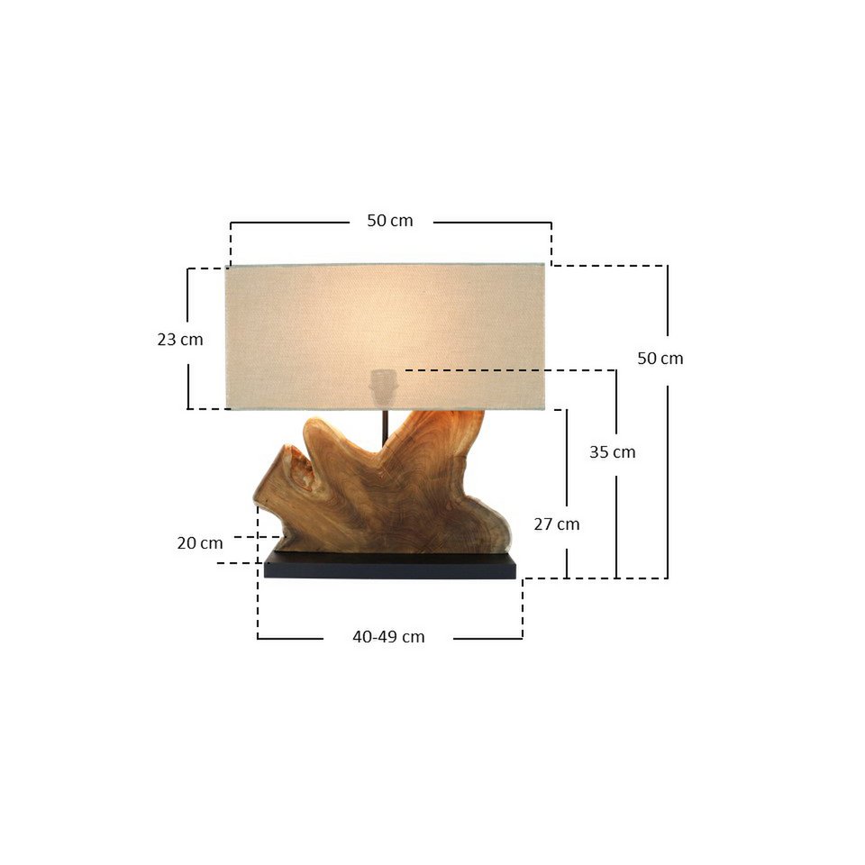 Tafellamp drijfhout/linnen naturel 50 cm SalesFever