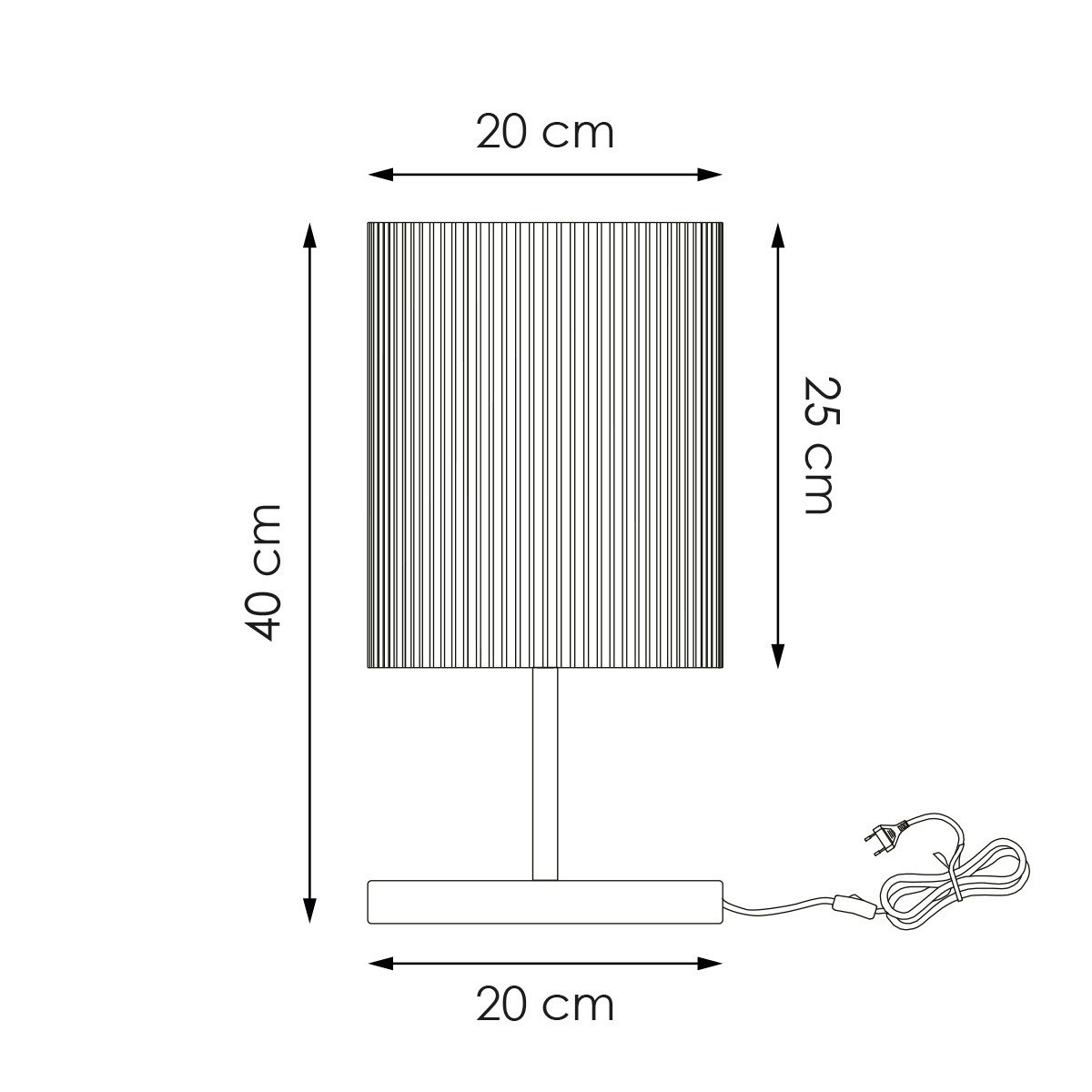 Home Sweet Home Cylindrische Corduroy Tafellamp - Wit - ø20 x 40 cm Home Sweet Home
